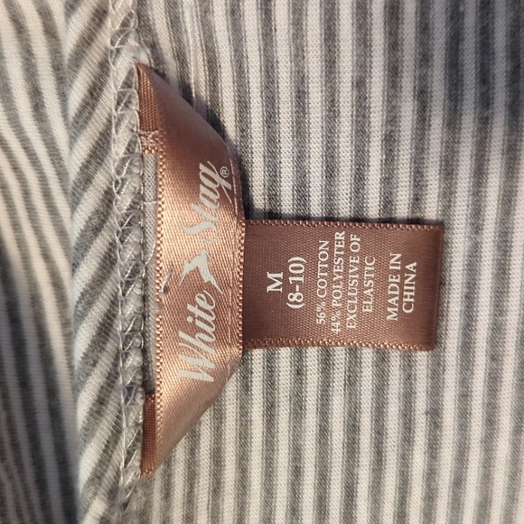 White Stags sz M Cotton Blend Striped Floral Shimmering Top with Elastic Waist - Picture 6 of 6